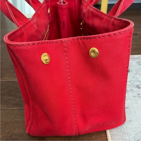 Authentic Prada Red Women's Tote Bag Canapa - Picture 15 of 16